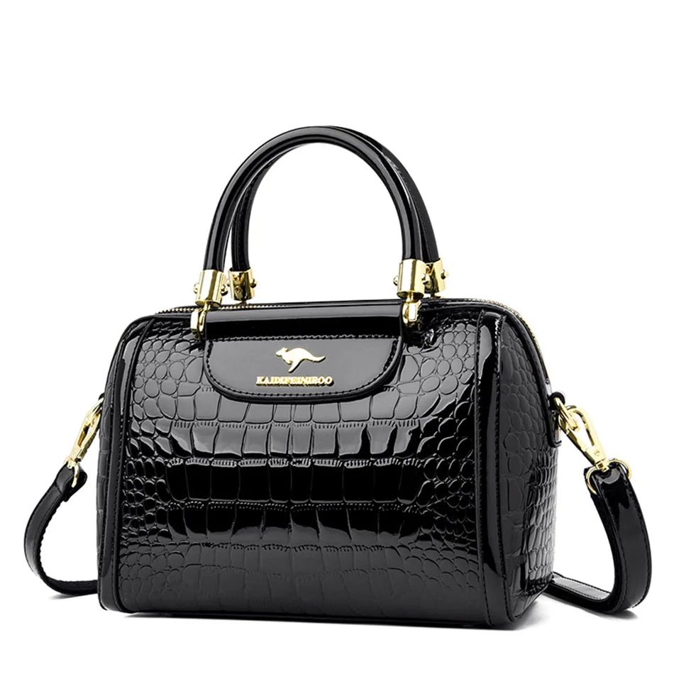 Crocodile Print Women Handbags and Purse Casual Tote Bags Top Handle Bags Large Capacity Patent Leather Crossbody Bags