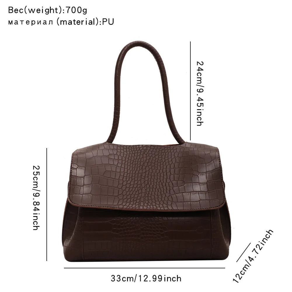 Women's Handbag Designer Crocodile Pattern Large Capacity Shoulder Bag 2022 Casual Pu Leather Messenger Bag