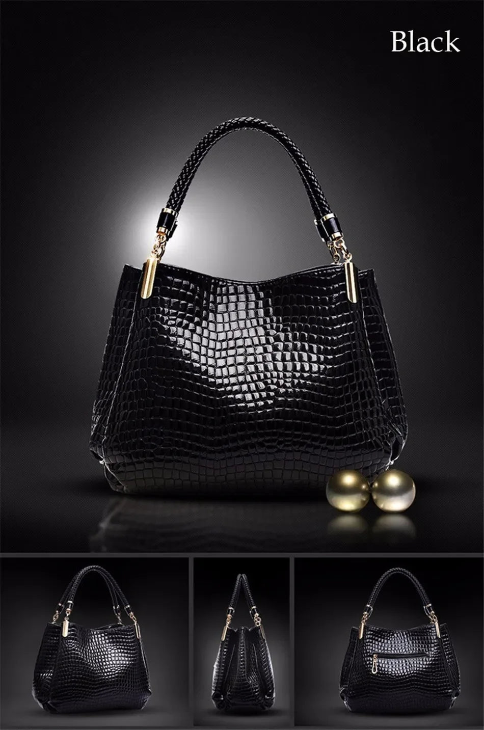 Crocodile Print Women Handbags and Purse Casual Tote Bags Top Handle Bags Large Capacity Patent Leather Crossbody Bags