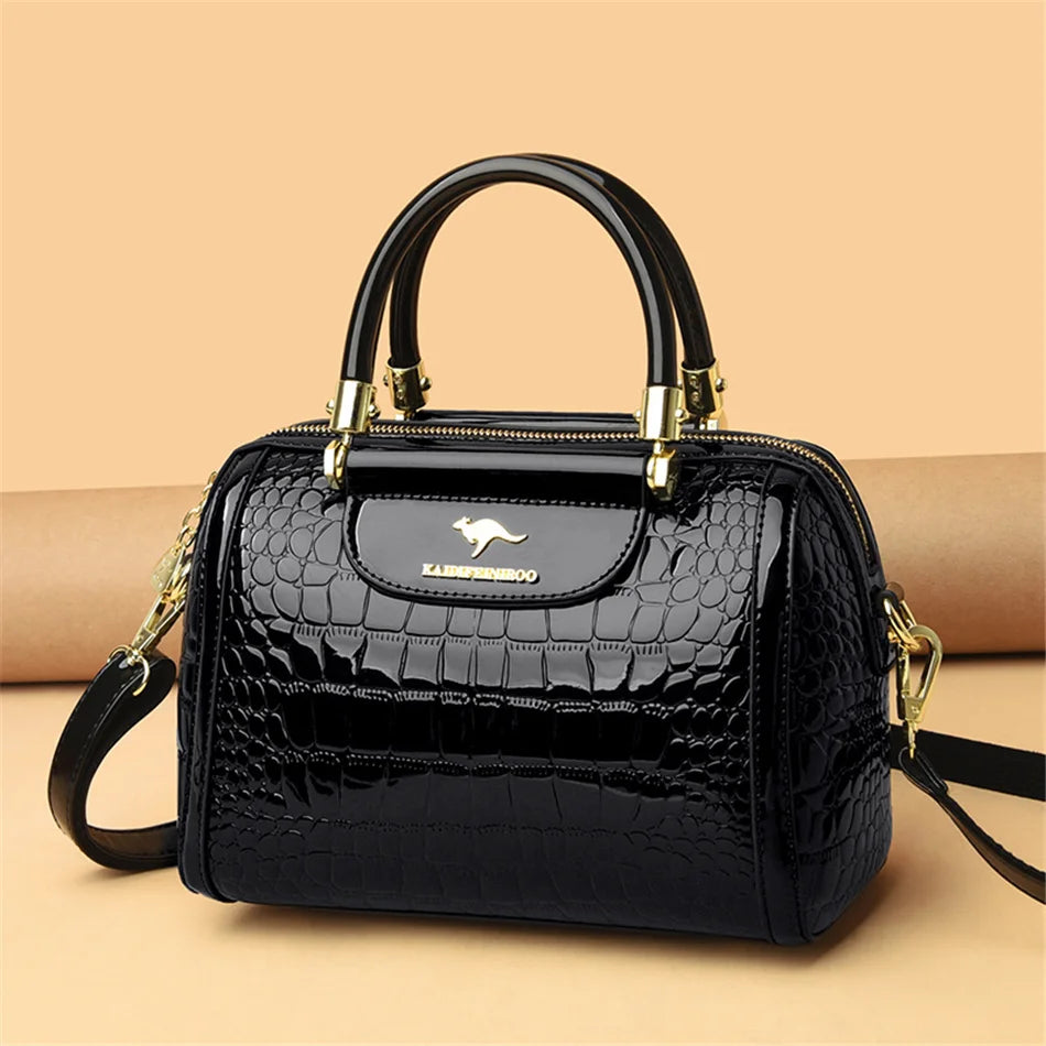 Crocodile Print Women Handbags and Purse Casual Tote Bags Top Handle Bags Large Capacity Patent Leather Crossbody Bags