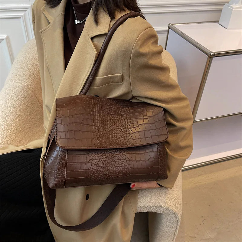 Women's Handbag Designer Crocodile Pattern Large Capacity Shoulder Bag 2022 Casual Pu Leather Messenger Bag