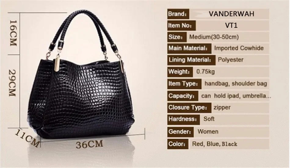Crocodile Print Women Handbags and Purse Casual Tote Bags Top Handle Bags Large Capacity Patent Leather Crossbody Bags