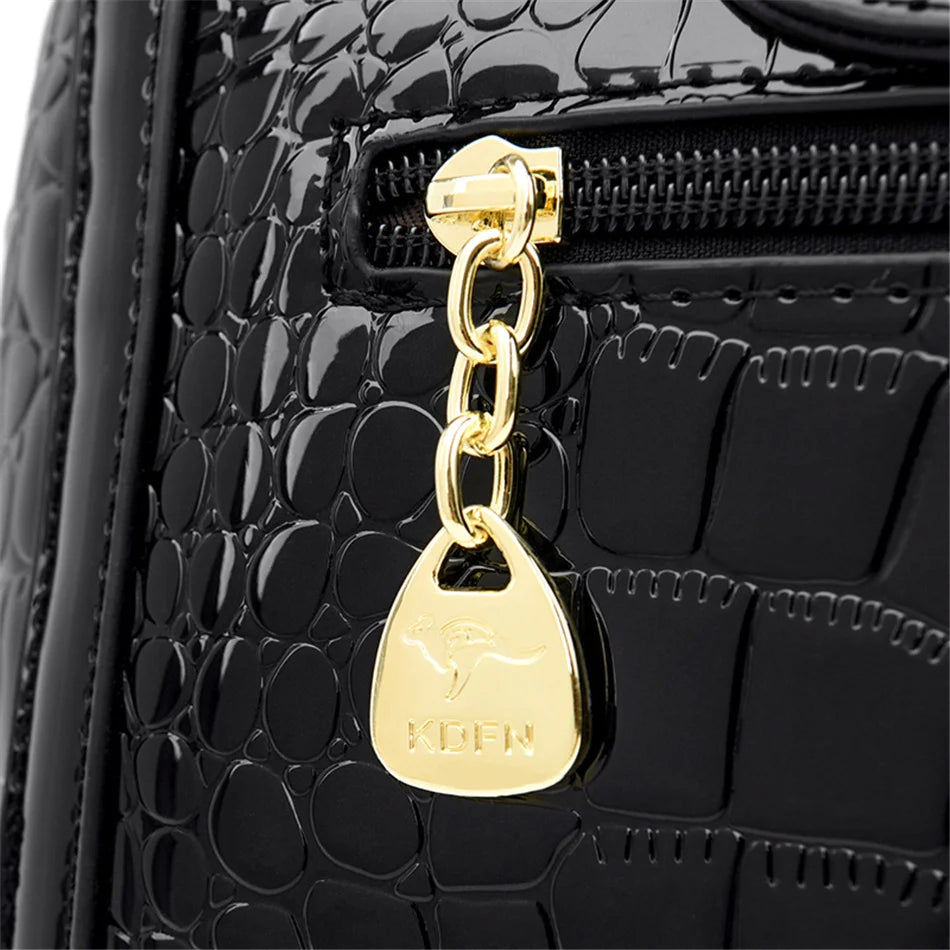 Crocodile Print Women Handbags and Purse Casual Tote Bags Top Handle Bags Large Capacity Patent Leather Crossbody Bags