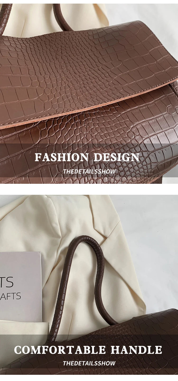 Women's Handbag Designer Crocodile Pattern Large Capacity Shoulder Bag 2022 Casual Pu Leather Messenger Bag