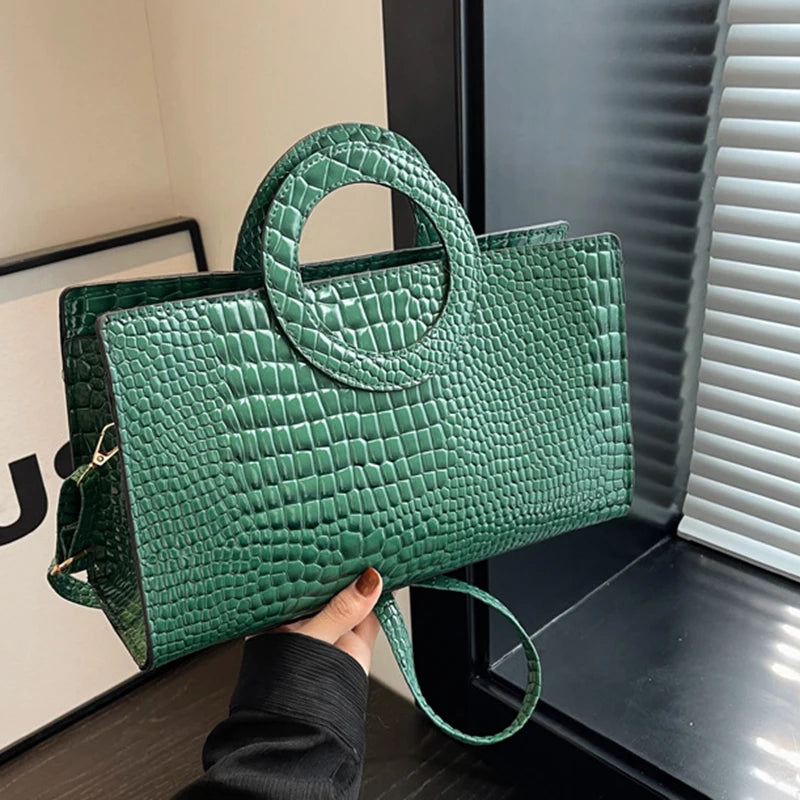 Luxury Crocodile Pattern Women Handbag Fashion Shoulder Bag Famous Brand Designer PU Leather Crossbody Bag Ladies Large Hand Bag