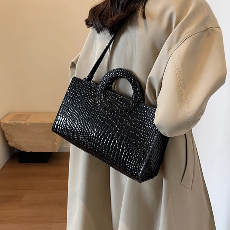 Luxury Crocodile Pattern Women Handbag Fashion Shoulder Bag Famous Brand Designer PU Leather Crossbody Bag Ladies Large Hand Bag