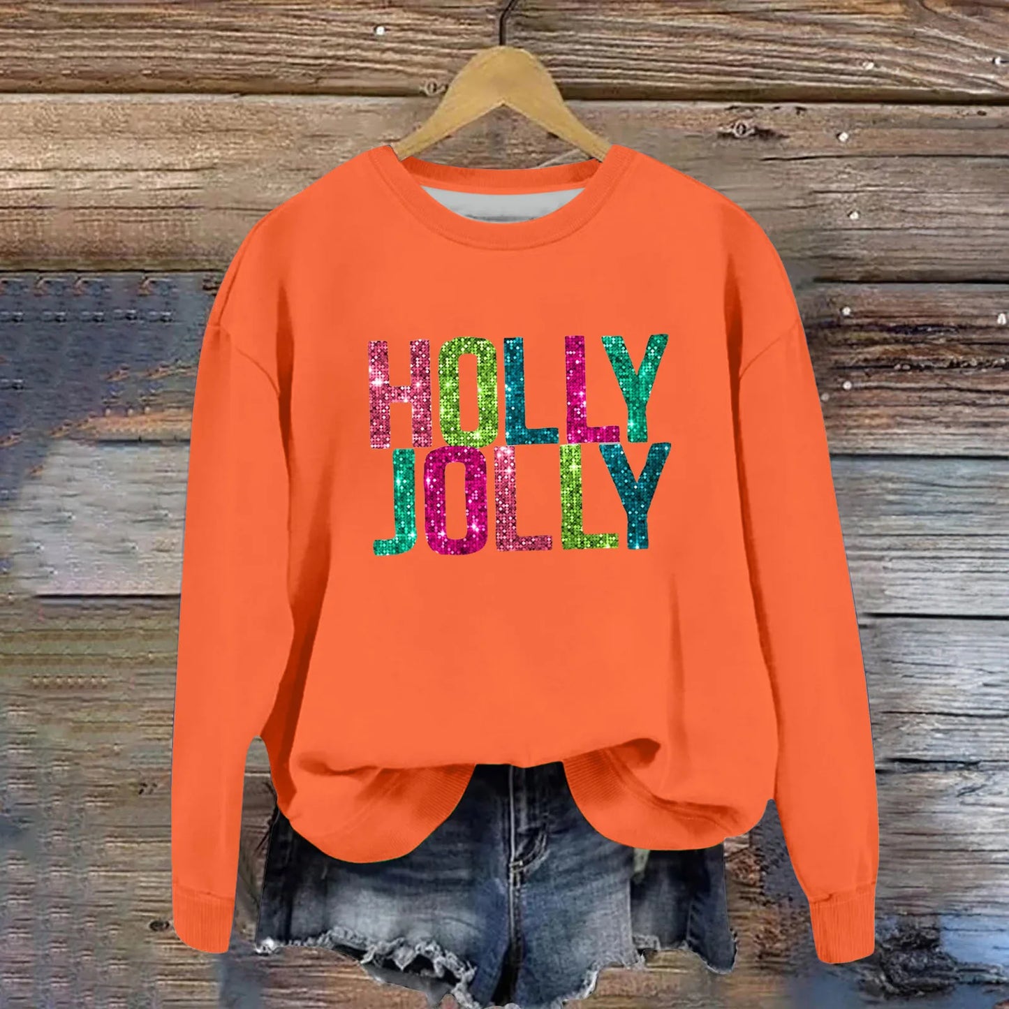 Christmas Casual Long Sleeves Y2k Hoodies Trend Holly Jolly Women'S Sweatshirts Colourful Letters Graphic Oversize Sports Suit