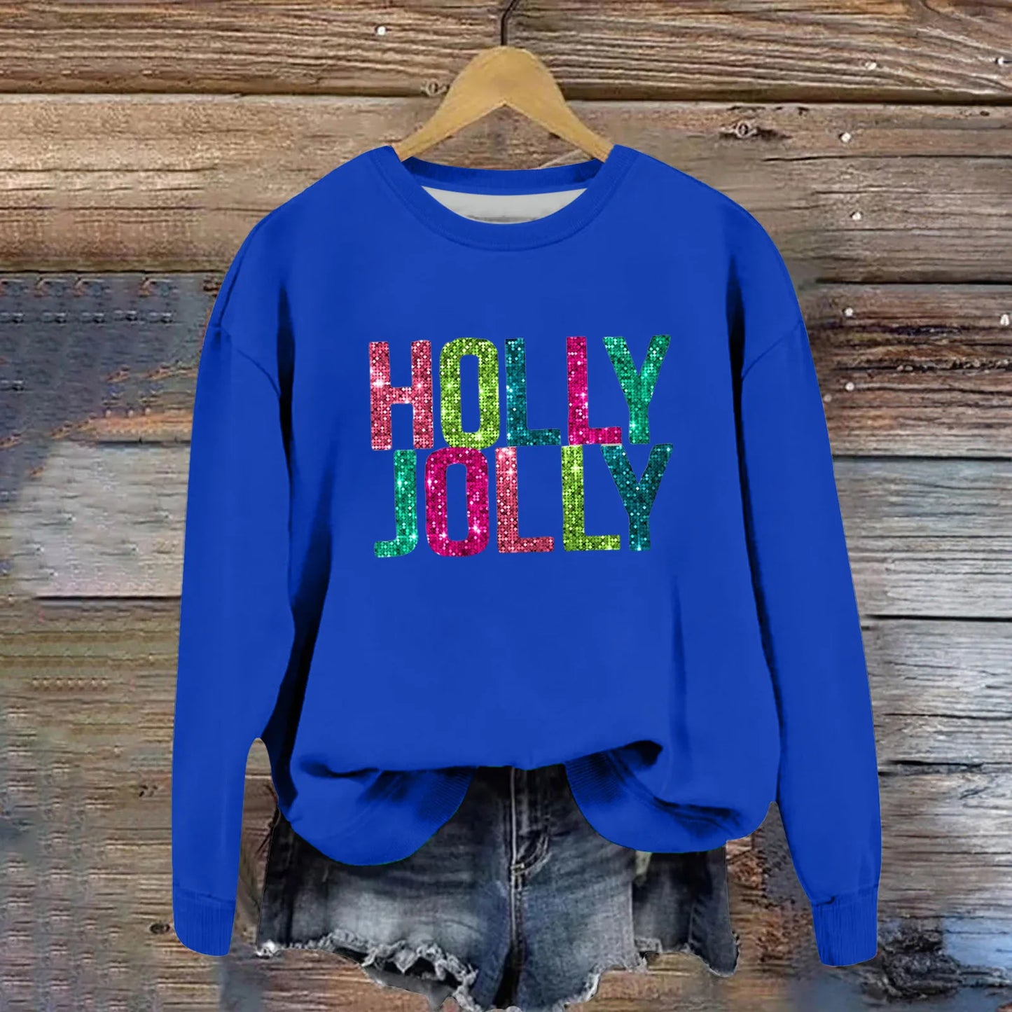 Christmas Casual Long Sleeves Y2k Hoodies Trend Holly Jolly Women'S Sweatshirts Colourful Letters Graphic Oversize Sports Suit