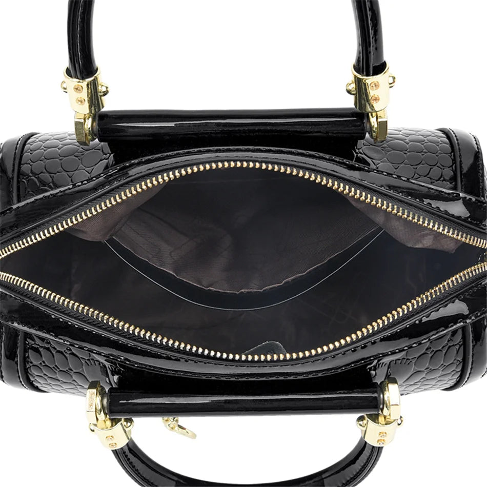 Crocodile Print Women Handbags and Purse Casual Tote Bags Top Handle Bags Large Capacity Patent Leather Crossbody Bags