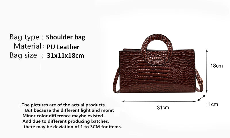 Luxury Crocodile Pattern Women Handbag Fashion Shoulder Bag Famous Brand Designer PU Leather Crossbody Bag Ladies Large Hand Bag