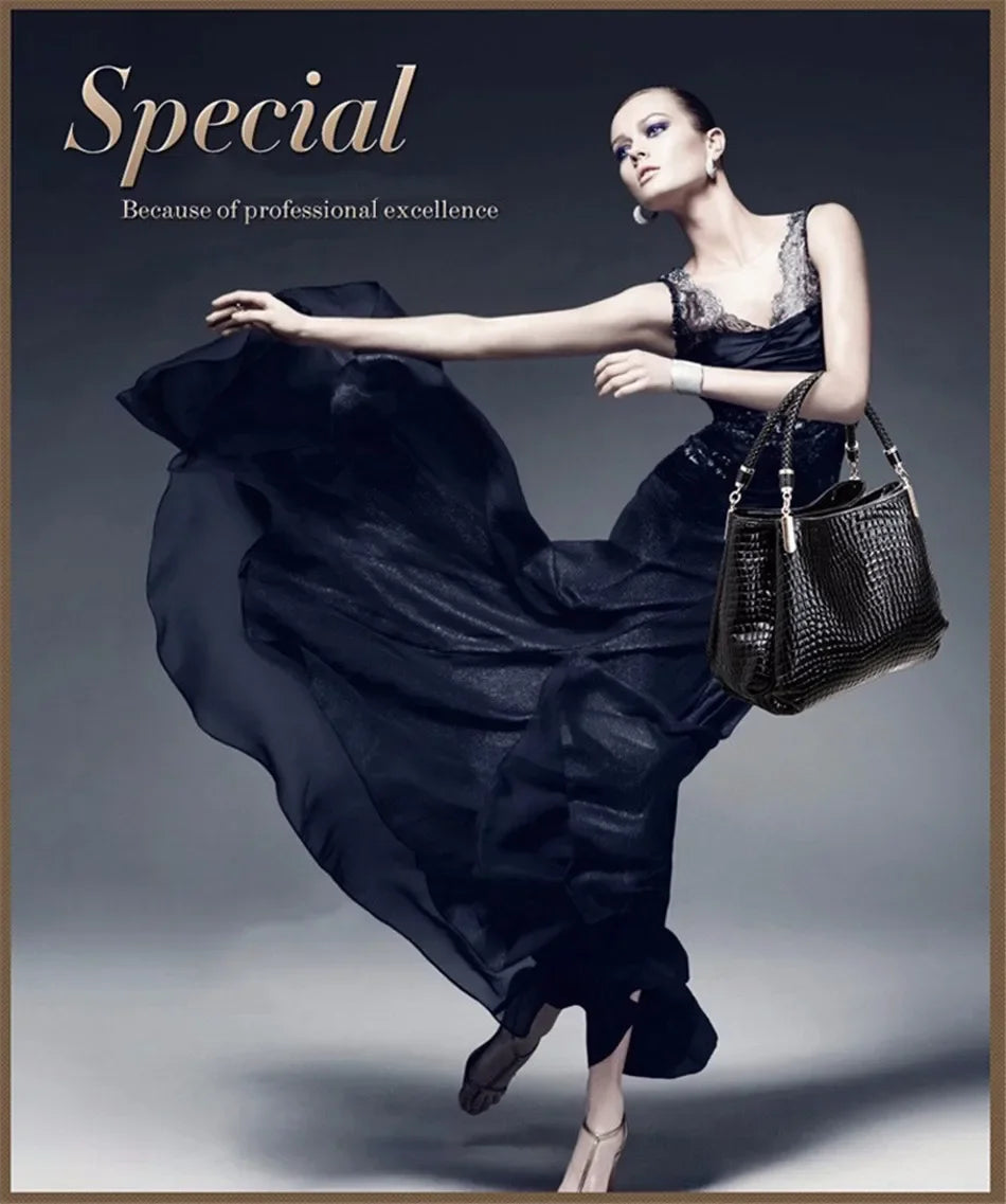 Crocodile Print Women Handbags and Purse Casual Tote Bags Top Handle Bags Large Capacity Patent Leather Crossbody Bags