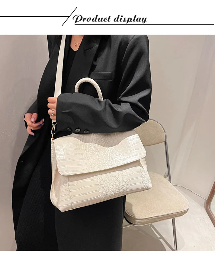 Women's Handbag Designer Crocodile Pattern Large Capacity Shoulder Bag 2022 Casual Pu Leather Messenger Bag