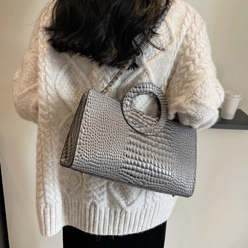 Luxury Crocodile Pattern Women Handbag Fashion Shoulder Bag Famous Brand Designer PU Leather Crossbody Bag Ladies Large Hand Bag