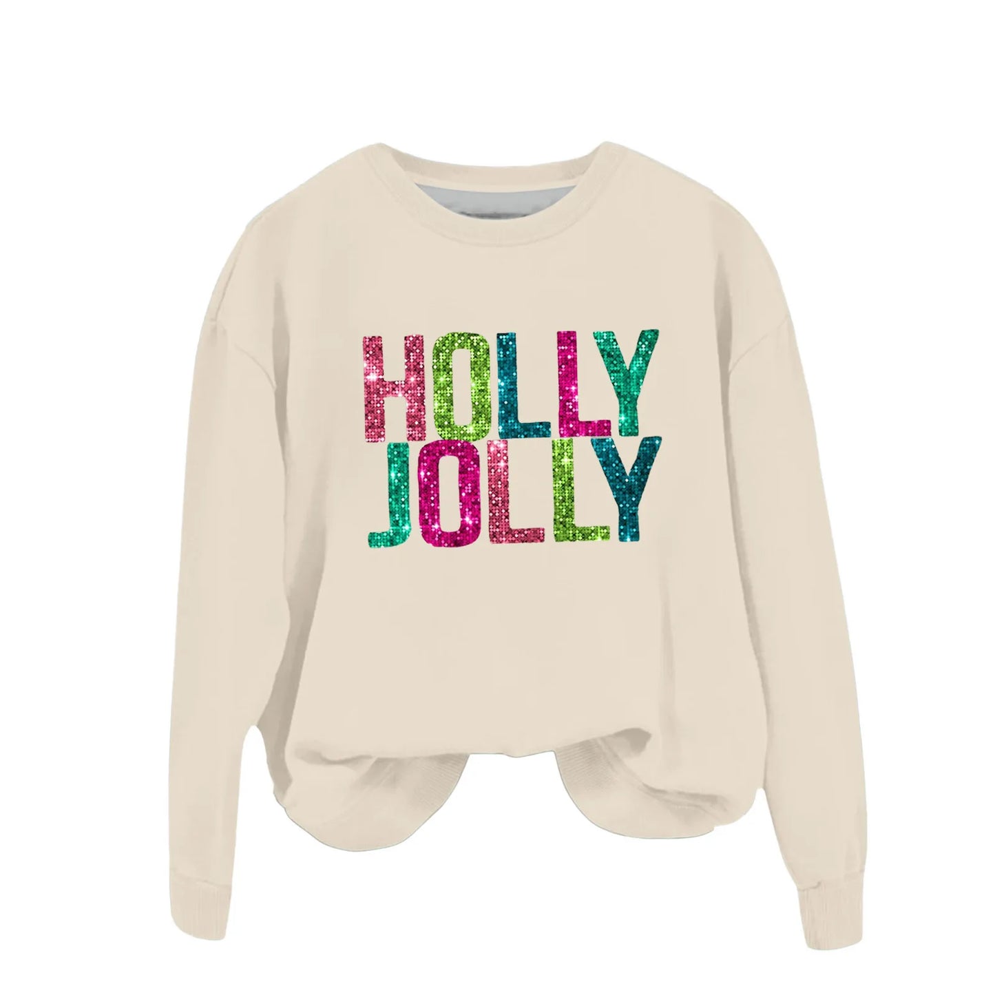 Christmas Casual Long Sleeves Y2k Hoodies Trend Holly Jolly Women'S Sweatshirts Colourful Letters Graphic Oversize Sports Suit