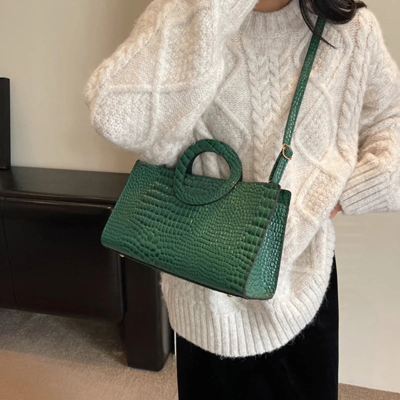 Luxury Crocodile Pattern Women Handbag Fashion Shoulder Bag Famous Brand Designer PU Leather Crossbody Bag Ladies Large Hand Bag