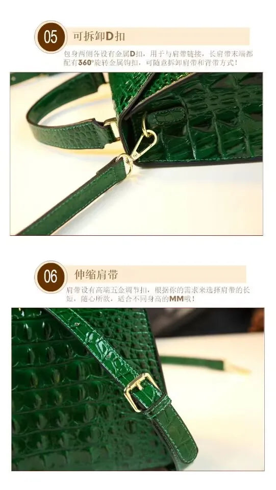 Crocodile Pattern Women's Bag Genuine Leather Crossbody Handbags High Quality Women's Small Square Bag Boston Bag Shoulder Bags