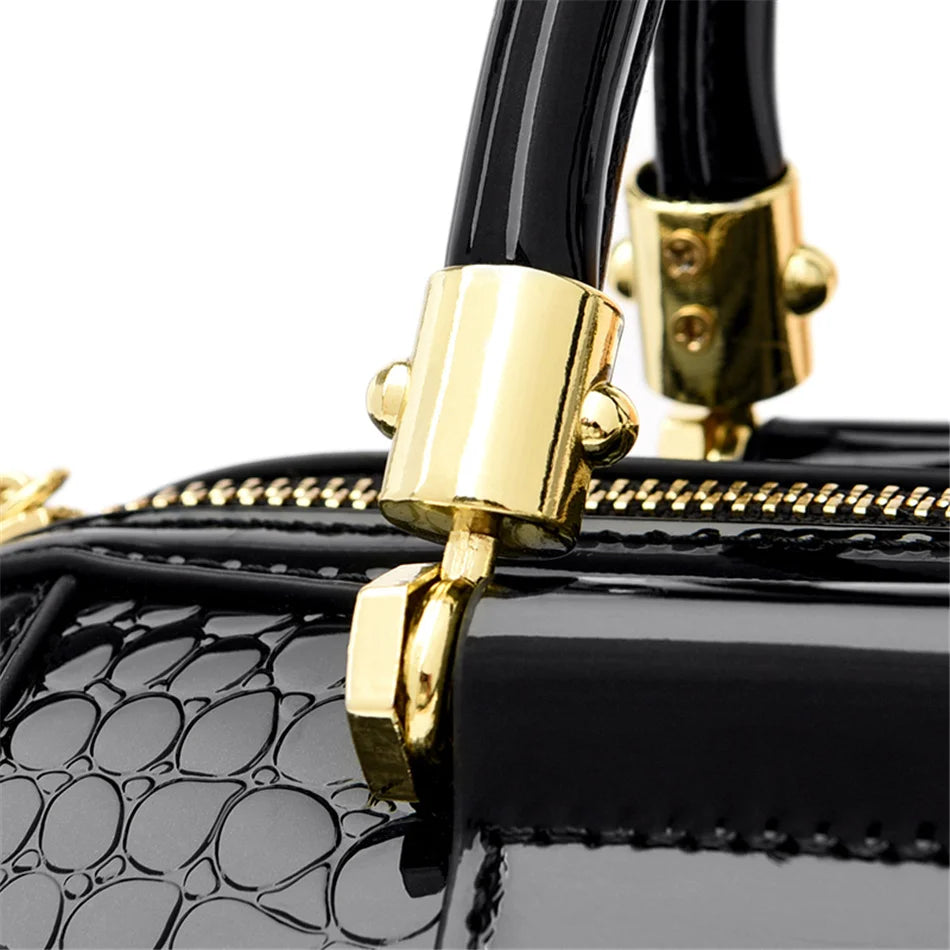 Crocodile Print Women Handbags and Purse Casual Tote Bags Top Handle Bags Large Capacity Patent Leather Crossbody Bags