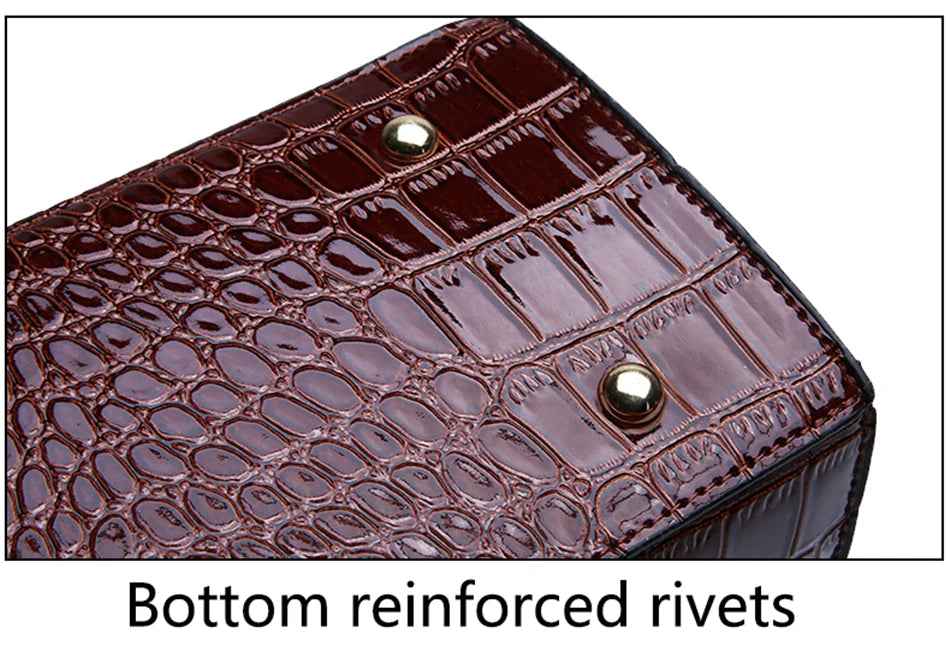 Crocodile Print Women Handbags and Purse Casual Tote Bags Top Handle Bags Large Capacity Patent Leather Crossbody Bags