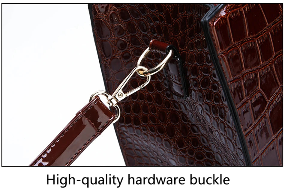 Crocodile Print Women Handbags and Purse Casual Tote Bags Top Handle Bags Large Capacity Patent Leather Crossbody Bags