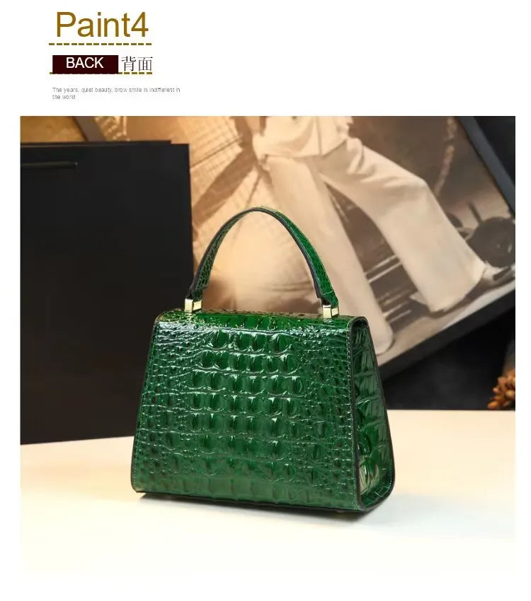 Crocodile Pattern Women's Bag Genuine Leather Crossbody Handbags High Quality Women's Small Square Bag Boston Bag Shoulder Bags