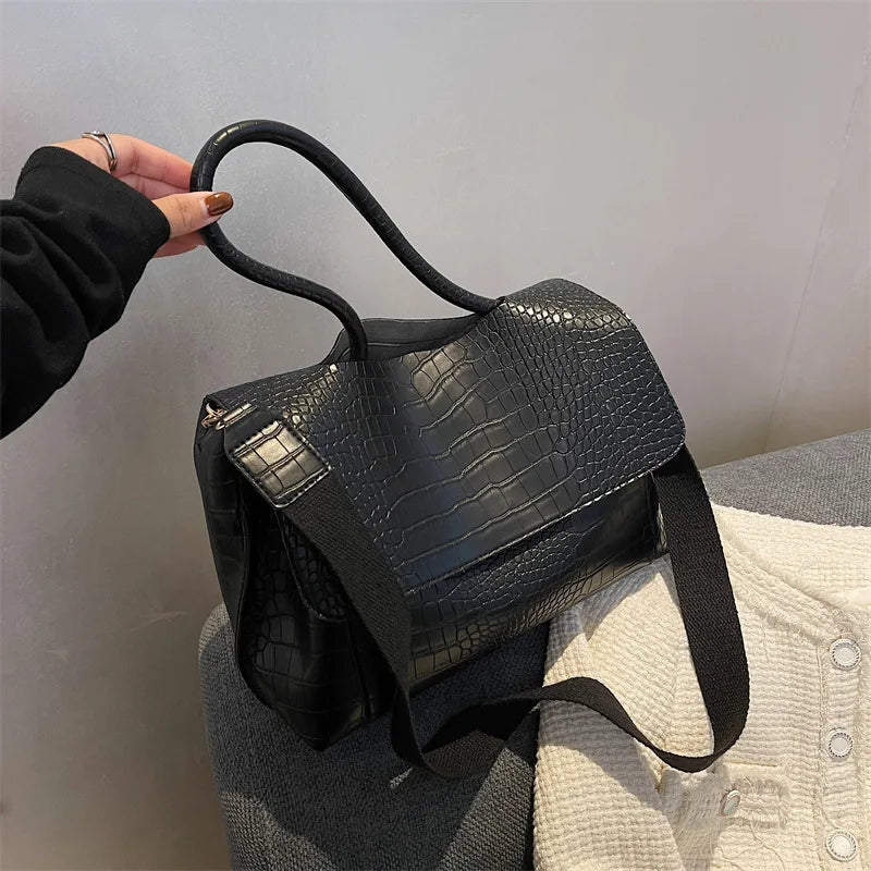 Women's Handbag Designer Crocodile Pattern Large Capacity Shoulder Bag 2022 Casual Pu Leather Messenger Bag