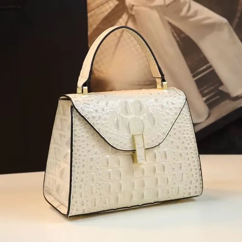 Crocodile Pattern Women's Bag Genuine Leather Crossbody Handbags High Quality Women's Small Square Bag Boston Bag Shoulder Bags