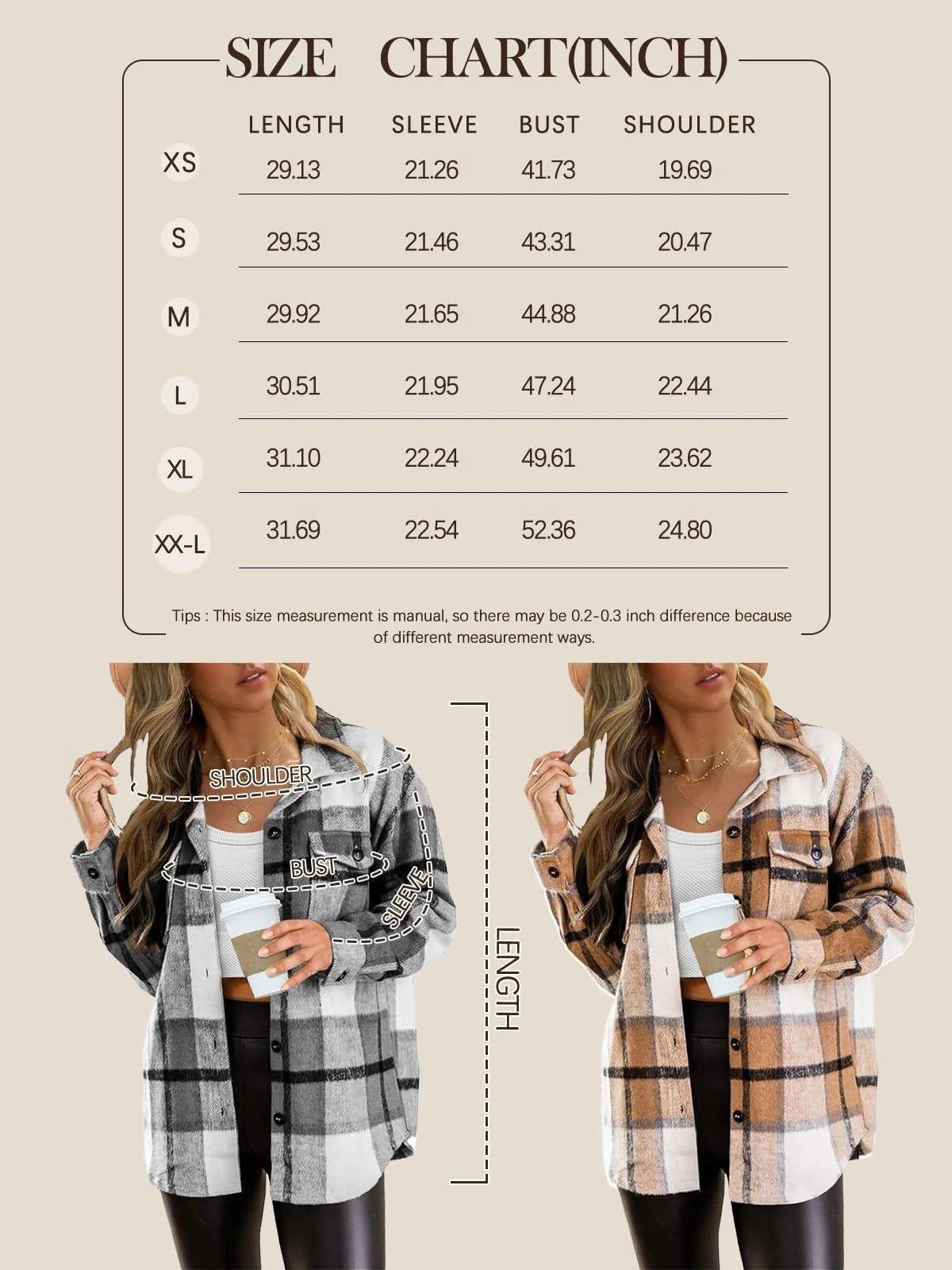 Womens Fall Outfits Fashion Clothes Shackets Flannel Plaid Button Down Long Sleeve Shirts Jackets 2024