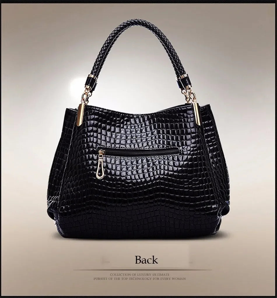 Crocodile Print Women Handbags and Purse Casual Tote Bags Top Handle Bags Large Capacity Patent Leather Crossbody Bags