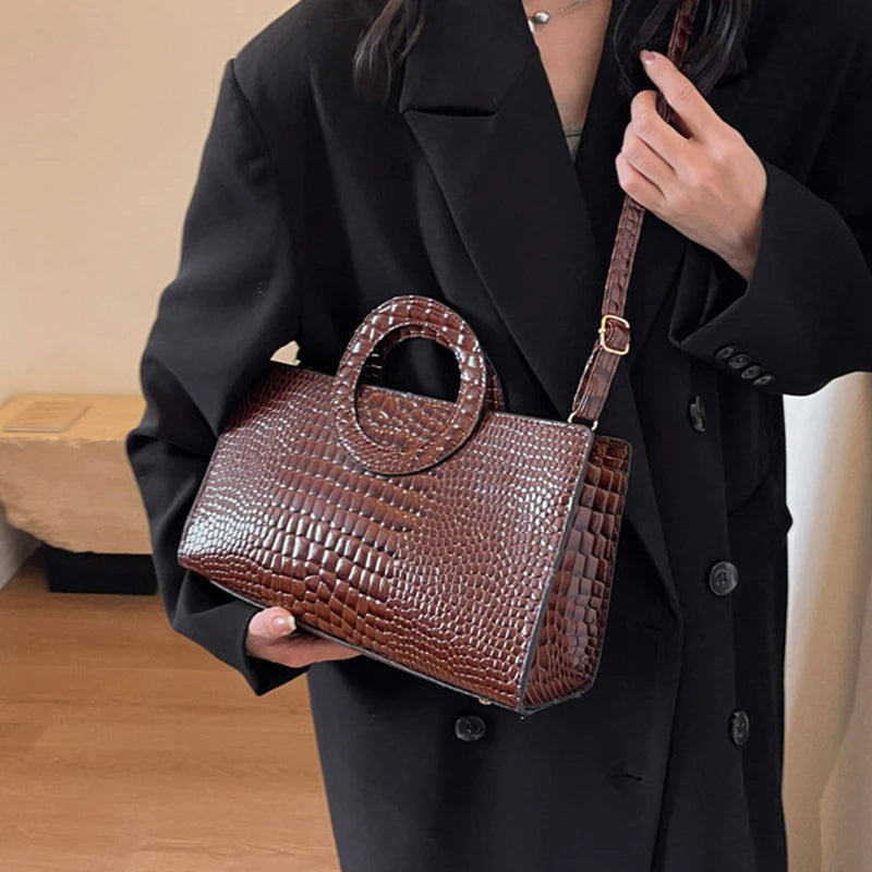 Luxury Crocodile Pattern Women Handbag Fashion Shoulder Bag Famous Brand Designer PU Leather Crossbody Bag Ladies Large Hand Bag