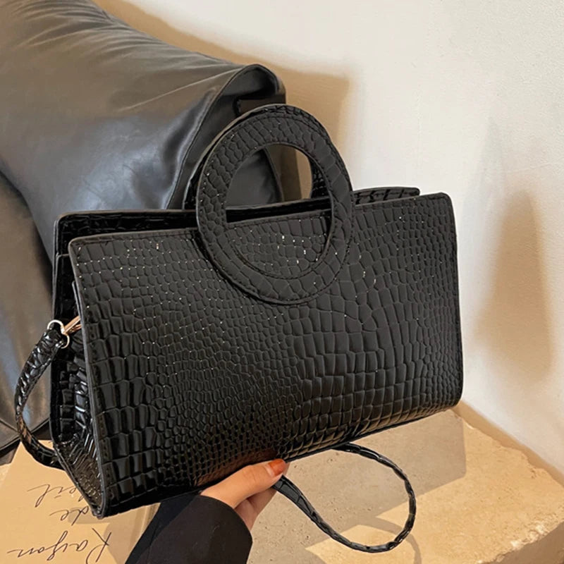 Luxury Crocodile Pattern Women Handbag Fashion Shoulder Bag Famous Brand Designer PU Leather Crossbody Bag Ladies Large Hand Bag