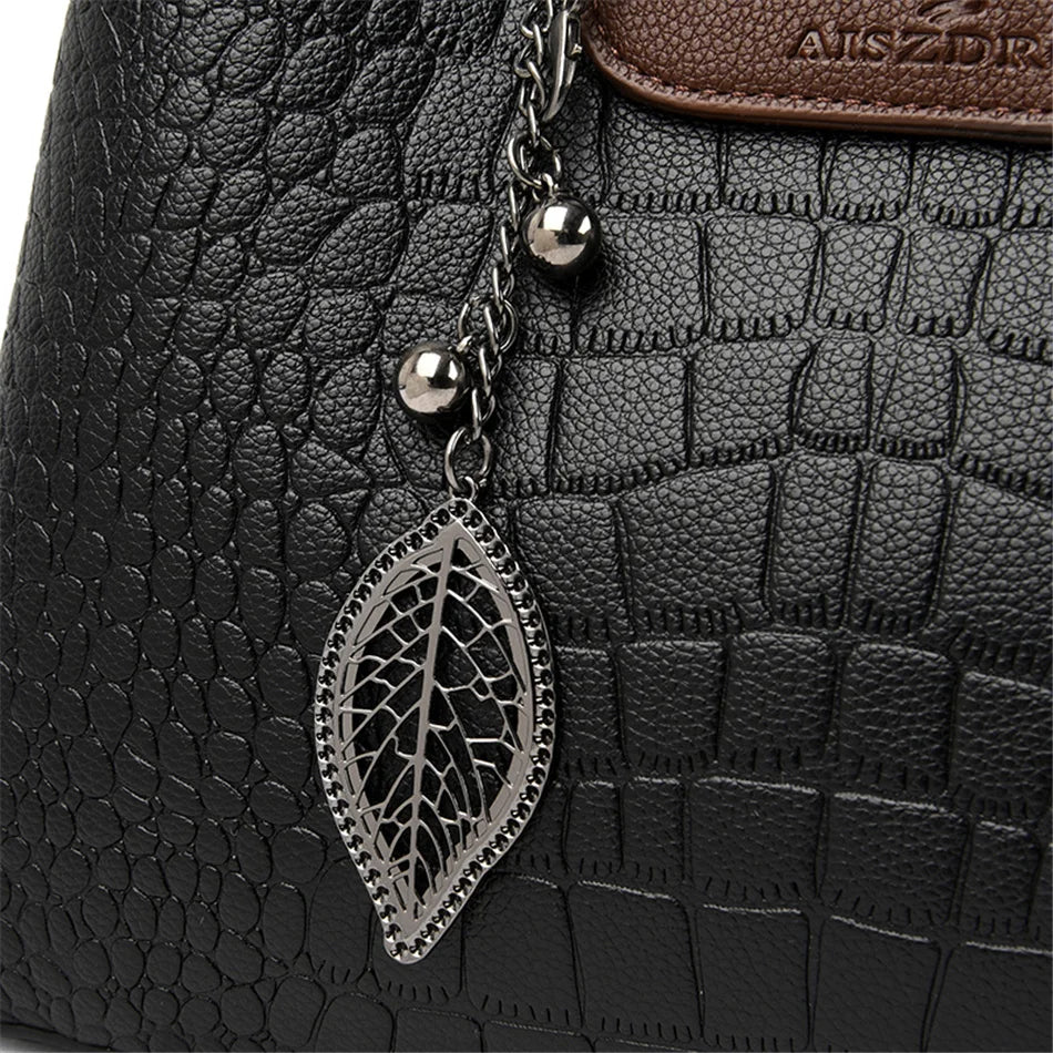 Crocodile Print Women Handbags and Purse Casual Tote Bags Top Handle Bags Large Capacity Patent Leather Crossbody Bags