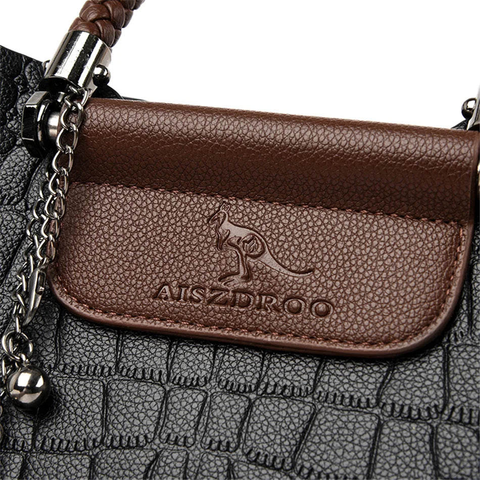 Crocodile Print Women Handbags and Purse Casual Tote Bags Top Handle Bags Large Capacity Patent Leather Crossbody Bags