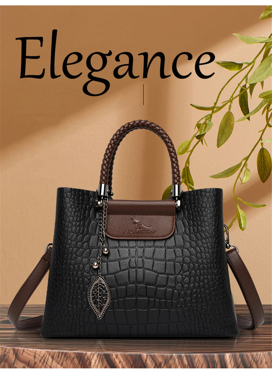 Crocodile Print Women Handbags and Purse Casual Tote Bags Top Handle Bags Large Capacity Patent Leather Crossbody Bags