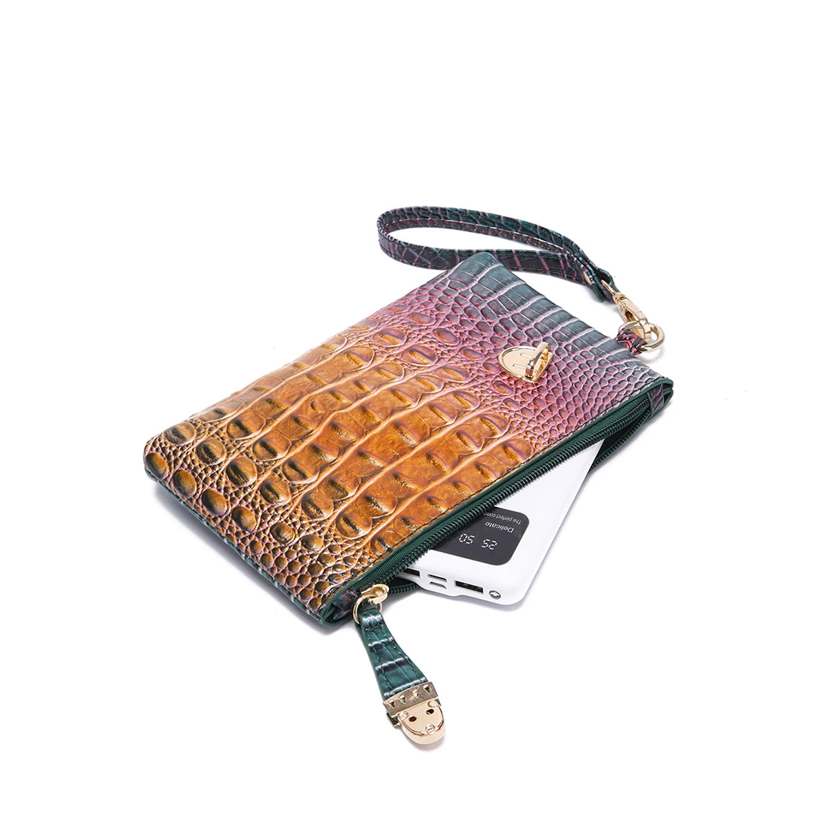 Elegant 3-Piece Crocodile Pattern Bag Set: Versatile Tote, Secure Crossbody & Chic Wristlet - Gradient Style for Every Occasion