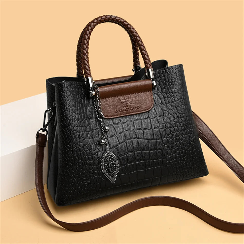 Crocodile Print Women Handbags and Purse Casual Tote Bags Top Handle Bags Large Capacity Patent Leather Crossbody Bags