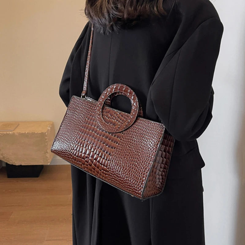 Luxury Crocodile Pattern Women Handbag Fashion Shoulder Bag Famous Brand Designer PU Leather Crossbody Bag Ladies Large Hand Bag
