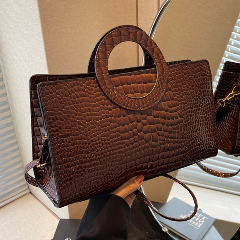 Luxury Crocodile Pattern Women Handbag Fashion Shoulder Bag Famous Brand Designer PU Leather Crossbody Bag Ladies Large Hand Bag