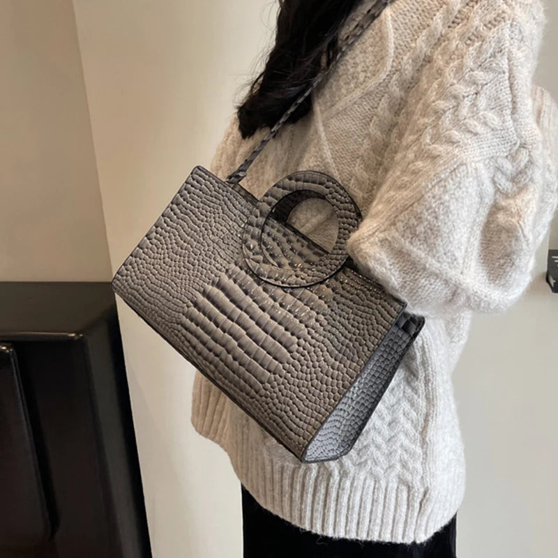 Luxury Crocodile Pattern Women Handbag Fashion Shoulder Bag Famous Brand Designer PU Leather Crossbody Bag Ladies Large Hand Bag