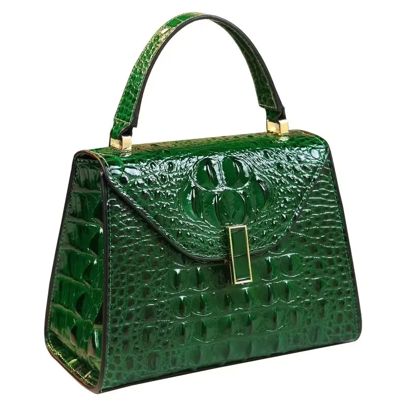 Crocodile Pattern Women's Bag Genuine Leather Crossbody Handbags High Quality Women's Small Square Bag Boston Bag Shoulder Bags
