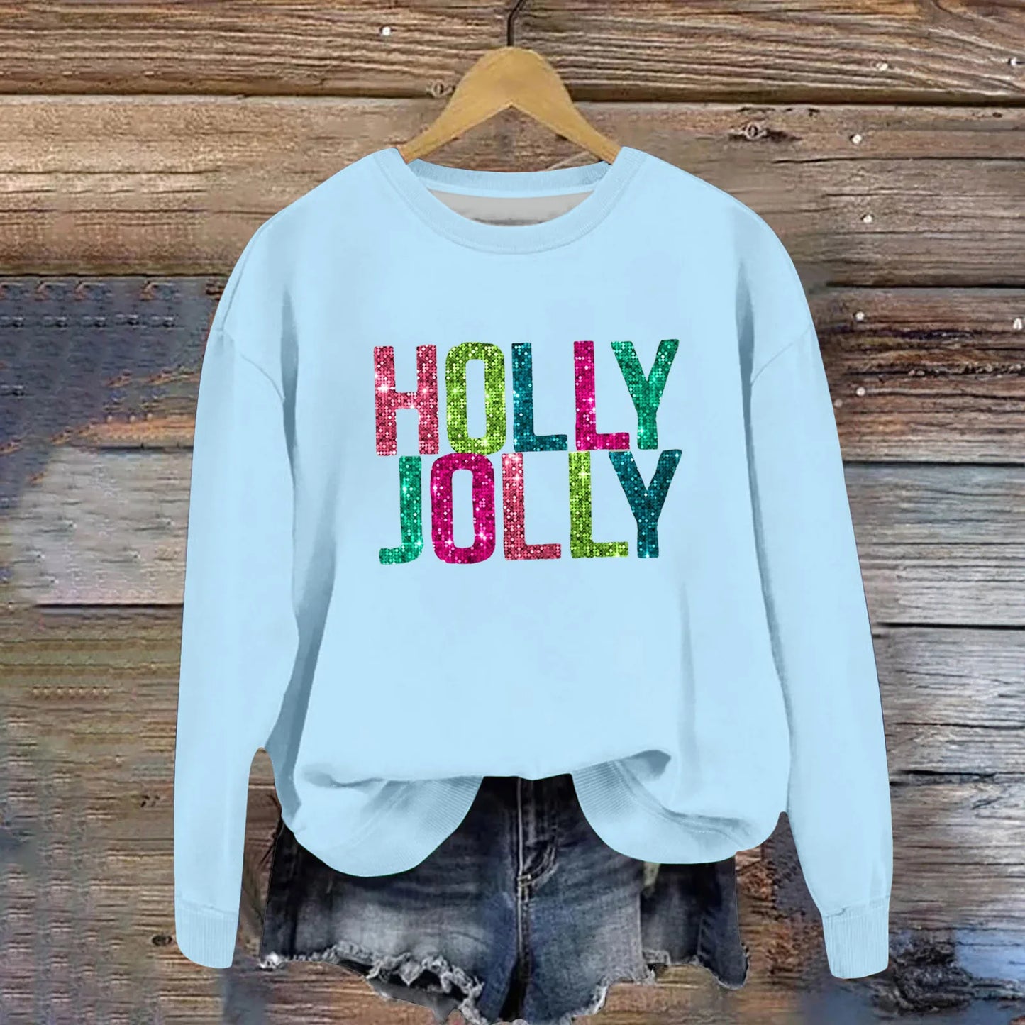 Christmas Casual Long Sleeves Y2k Hoodies Trend Holly Jolly Women'S Sweatshirts Colourful Letters Graphic Oversize Sports Suit