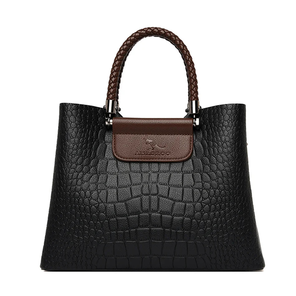 Crocodile Print Women Handbags and Purse Casual Tote Bags Top Handle Bags Large Capacity Patent Leather Crossbody Bags