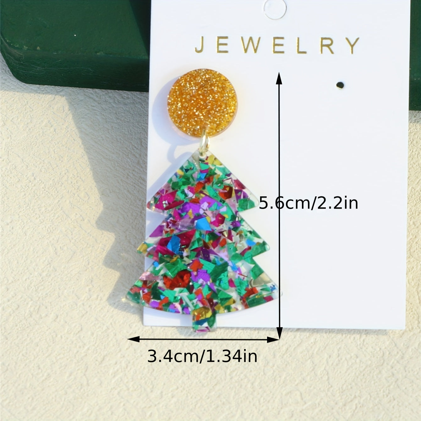 Christmas Tree Colorful Sequins Decor Dangle Earrings Cute Cartoon Style Acrylic Jewelry Classic Christmas Eve Gift