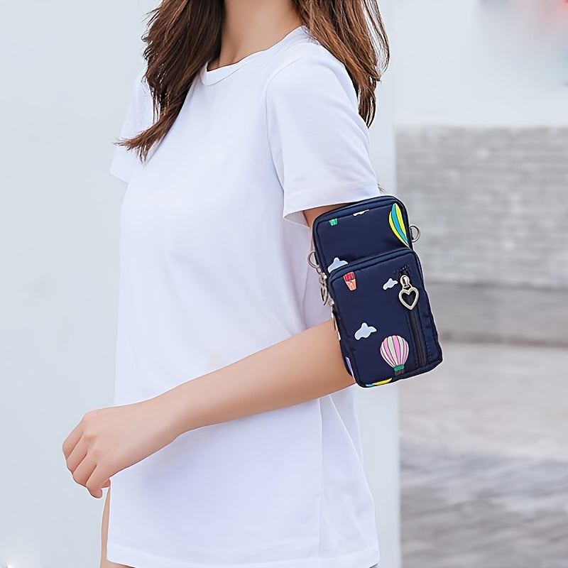 Mini Crossbody Phone Bag, Sports Arm & Running Wrist Bag, Stylish Shoulder Coin Purse With Heart Zipper