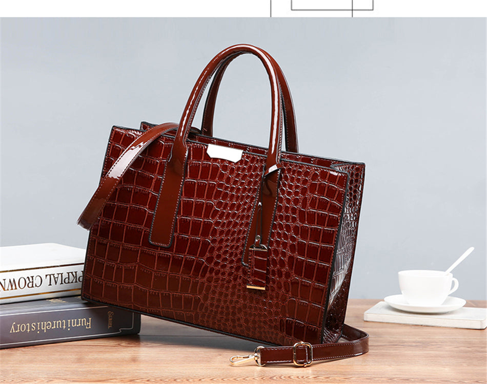 Large Capacity Crocodile Pattern Women Shoulder Tote Bag Leather Purses and Handbags for Women Designer Luxury Ladies Hand Bags