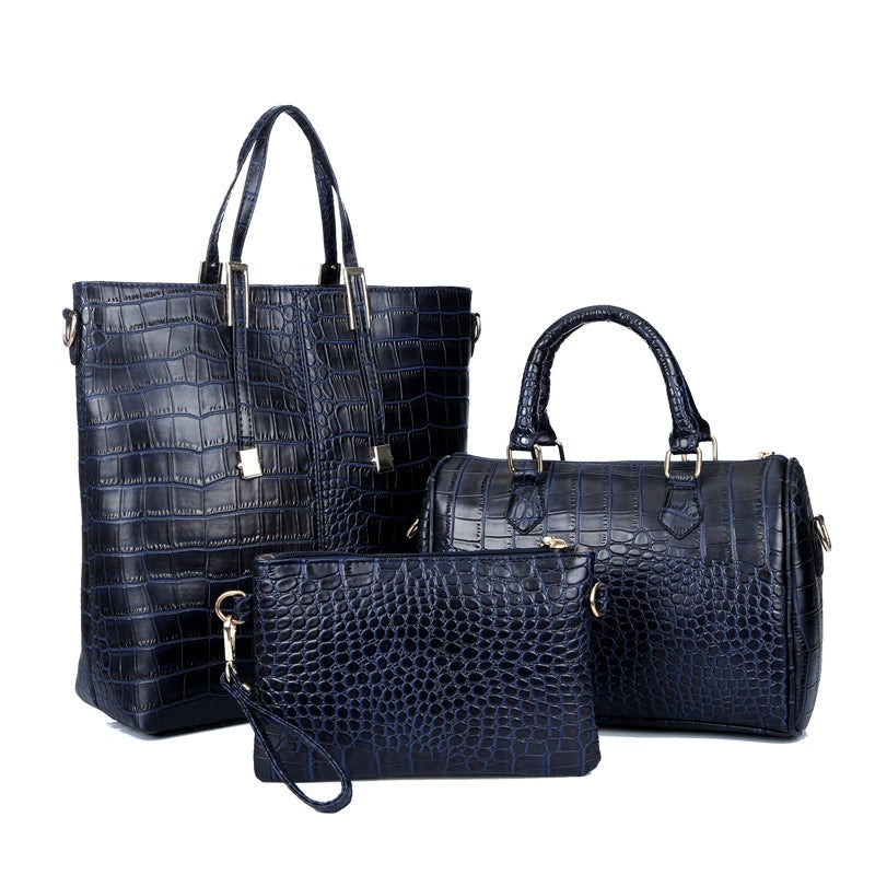 Fashion PU Leather Women Handbags Luxury Designer Crocodile Pattern 3 Pieces Sets Shoulder Bag New High Quality Female Tote Bags