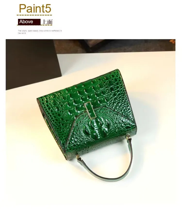 Crocodile Pattern Women's Bag Genuine Leather Crossbody Handbags High Quality Women's Small Square Bag Boston Bag Shoulder Bags