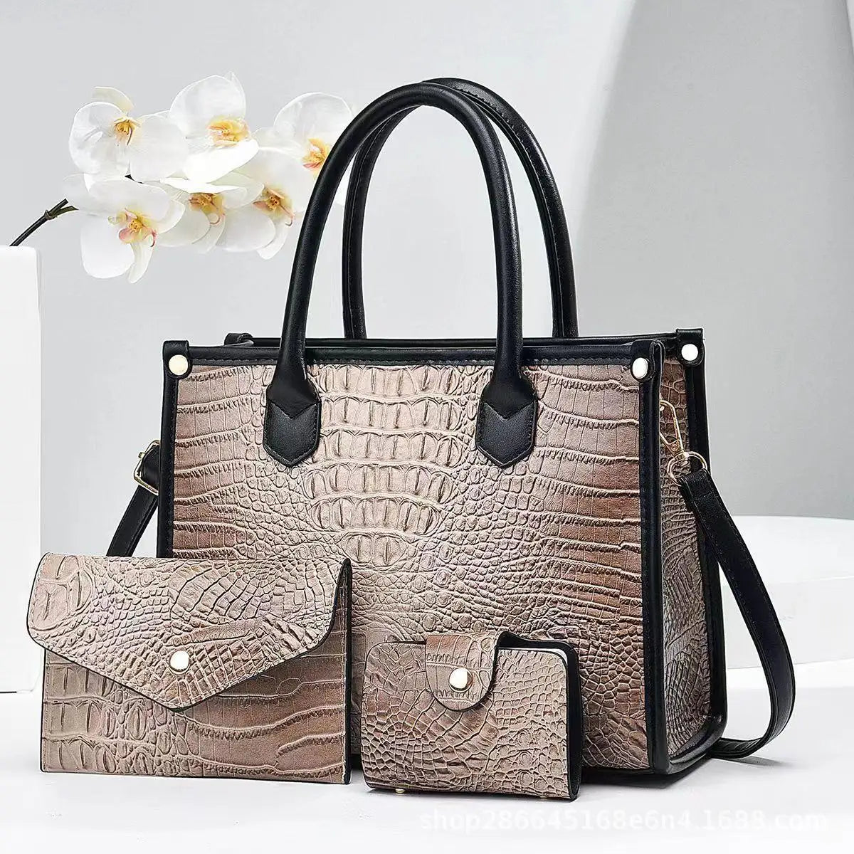 Crocodile Women Crossbody Handbag Large Capacity 3 Piece Set Mother Bag Purses Handbags Cute Designer Tote Bags Famous Brand