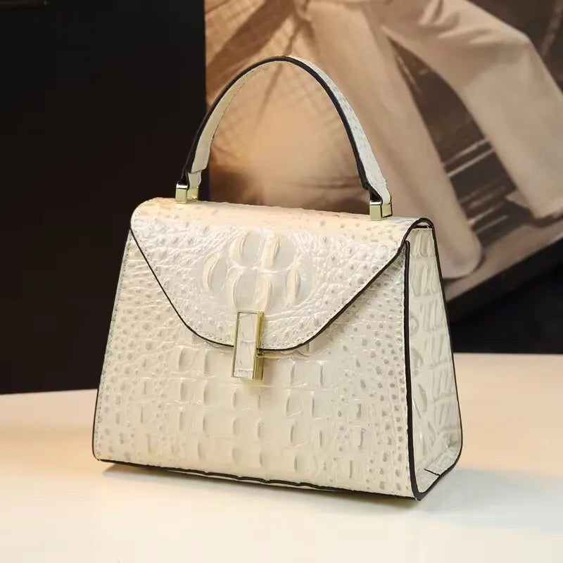 Crocodile Pattern Women's Bag Genuine Leather Crossbody Handbags High Quality Women's Small Square Bag Boston Bag Shoulder Bags