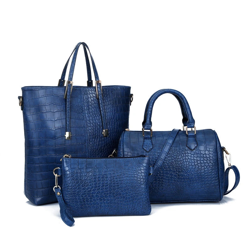 Fashion PU Leather Women Handbags Luxury Designer Crocodile Pattern 3 Pieces Sets Shoulder Bag New High Quality Female Tote Bags