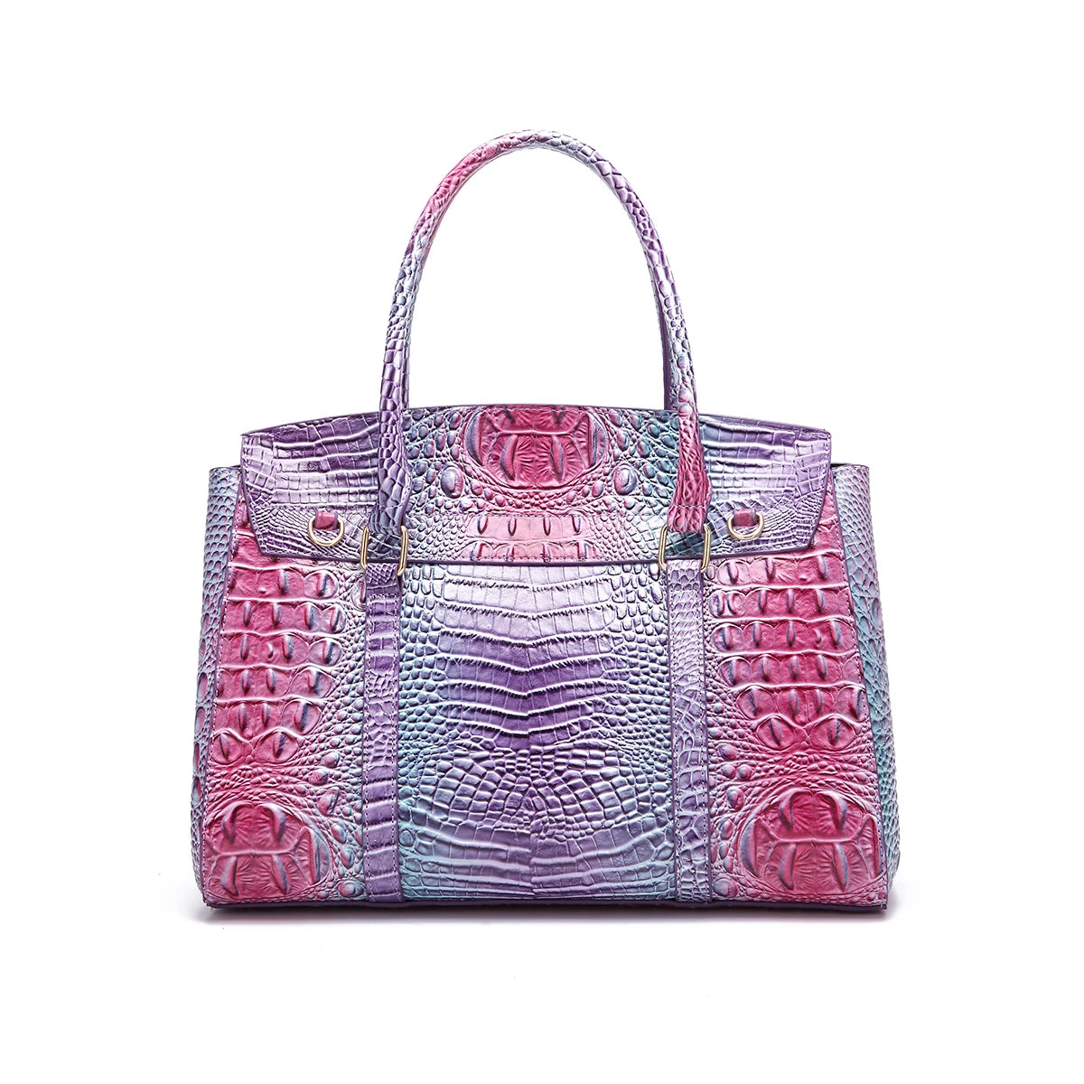 Fashionable, Minimalist, Avant-Garde Iridescent Crocodile Embossed Leather Set - High-End Luxury Handbag, Stylish Envelope Clutc